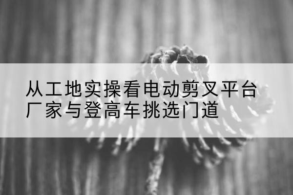 璧山区电动剪叉升降平台厂家-从工地实操看电动剪叉平台厂家与登高车挑选门道
